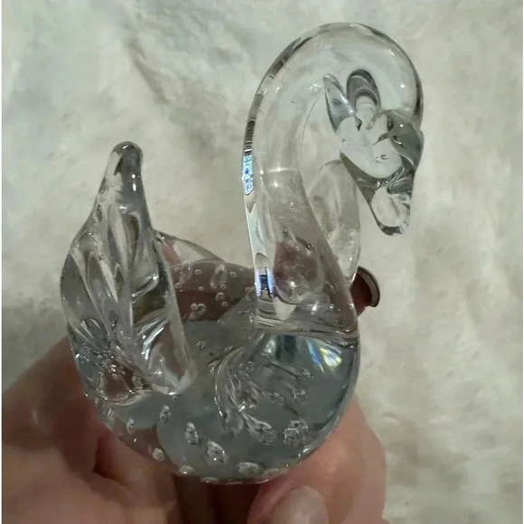 Vintage Art Glass Swan Paperweight Figurine MCM 90’s 80’s - Picture 3 of 11